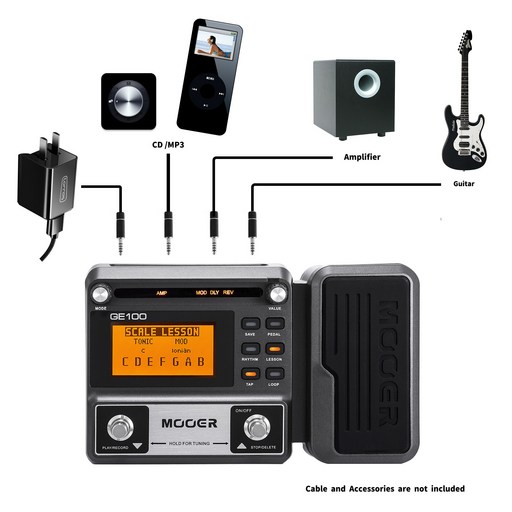 MOOER GE100 기타 멀티 이펙트 페달 프로세서 녹음180s 8 이펙트 모듈 40 드럼 리듬 일렉트릭 기타 페달