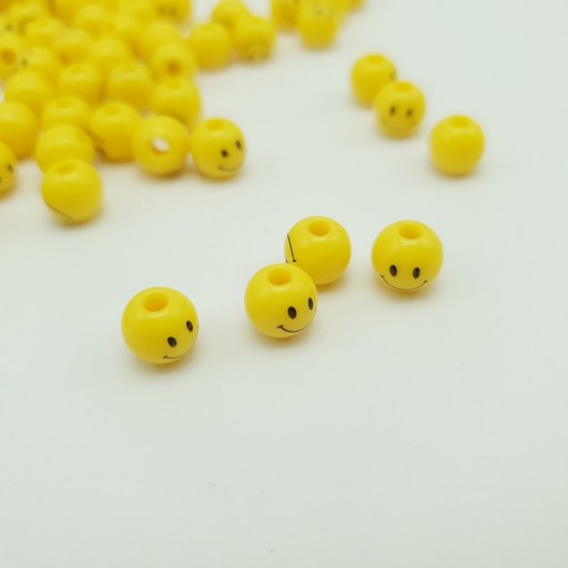 와컴 비즈 팔찌 공예 원형스마일 8mm (100EA 대용량)