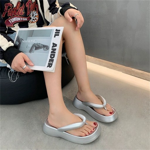 크레스티 여성 베이직 통굽 키높이 쪼리 슬리퍼 경량 말랑 바캉스 샌들 실내화