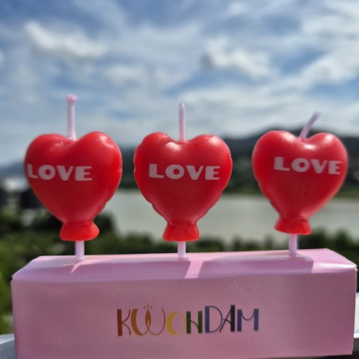권담 LOVE하트초 3개한셋트 12p 생일초 이벤트초 파티초