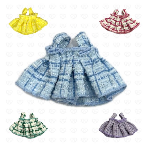 트위드 원피스 코튼 드레스 솜인형 10cm 15cm 인형옷 모루인형 꾸미기 부자재 솜깅이