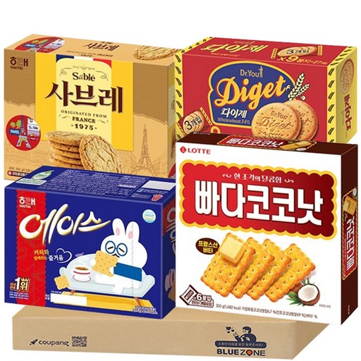 [블루존] 대용량 간식 4개입 D세트 (다이제351g+사브레252g+빠다코코낫300g+에이스364g)