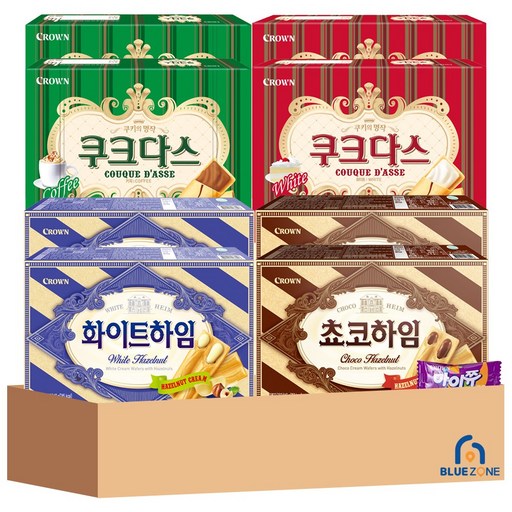 [블루존] 대용량 쿠크다스 하임 세트 (쿠크다스 커피128g+화이트128g+쵸코하임142g+화이트하임142g) x2