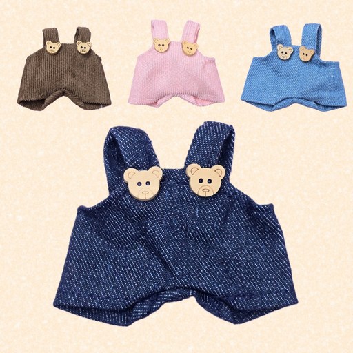 솜인형 곰돌이 멜빵 바지 10cm 15cm 모루인형옷 솜깅이 청멜빵 코듀로이 골덴 단추