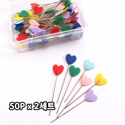 일상채움 파스텔 하트 시침핀 고정핀 수선핀 50p
