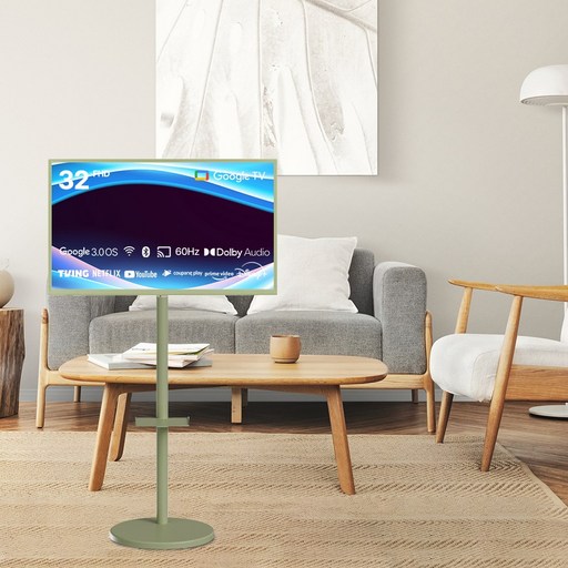 델리파스 32인치 FHD 구글 3.0 OS 스마트 TV FG320 SMART 컬러드 무빙스탠드 SET 카키