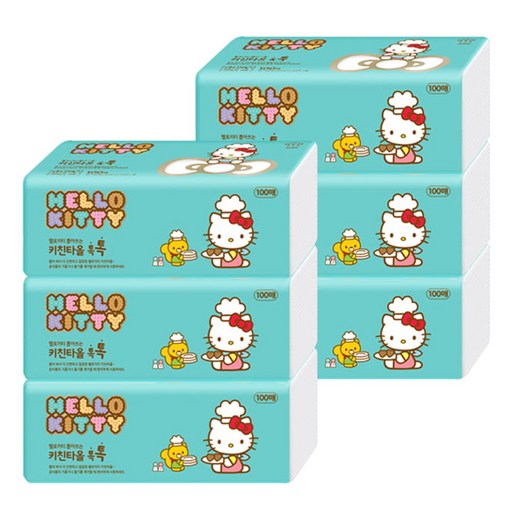 헬로키티 뽑아쓰는 천연펄프 키친타올 톡톡 100매