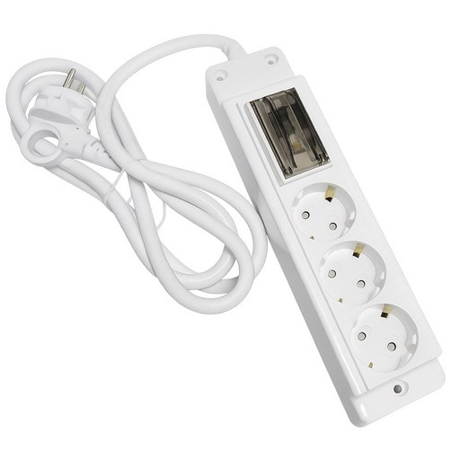 국산 현대 대용량 4000W 3구 누전차단 고용량 멀티탭 냉방기 난방기 대형가전 냉장고 에어컨 전용 콘센트, 1개, 화이트, 3m