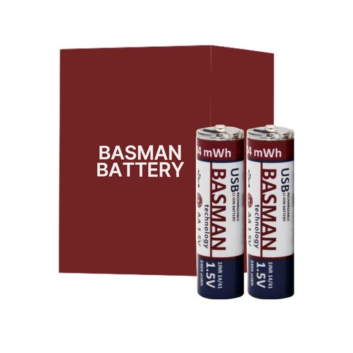 바스맨 C타입 충전식 건전지 리튬이온 배터리 AA 2개입 (1650mAh)