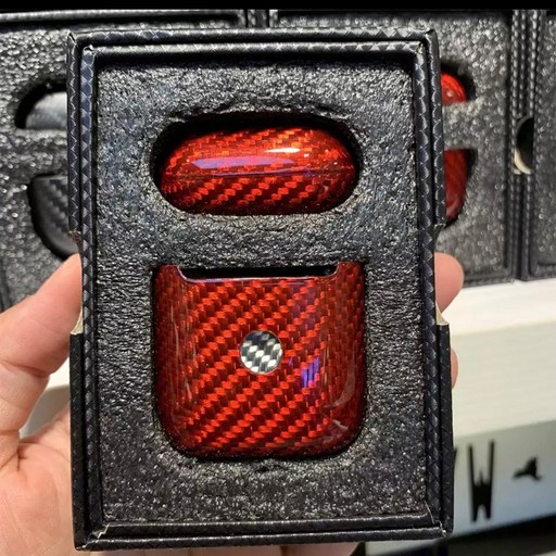 이어폰 케이스 에어팟 섬유 액세서리 커버 무선 프로 진짜 블루투스 탄소 헤드폰 보호기, 08 Glossy Red Wirel
