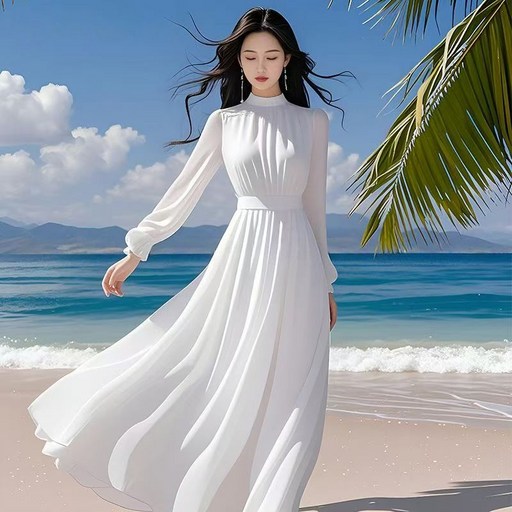 COSYEVNO 여름 원피스 긴팔 허리조임 바캉스 비치 원피스