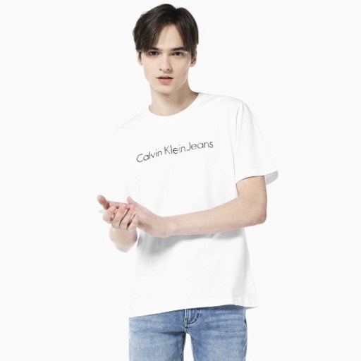 캘빈클라인진 [캘빈클라인진] 남성 인스티튜셔널 로고 레귤러핏 반팔 티셔츠 (J319186-YAF)