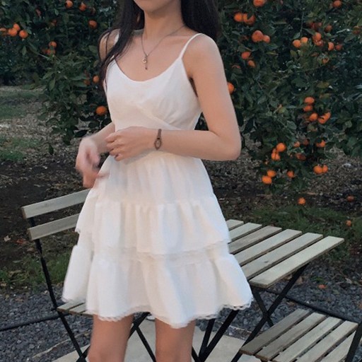 라라홀리 청순 러블리 레이스 프릴 캉캉 나시 원피스