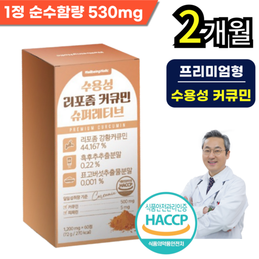 웰빙홀릭 수용성 초고함량 커큐민 리포좀 강황 영양제