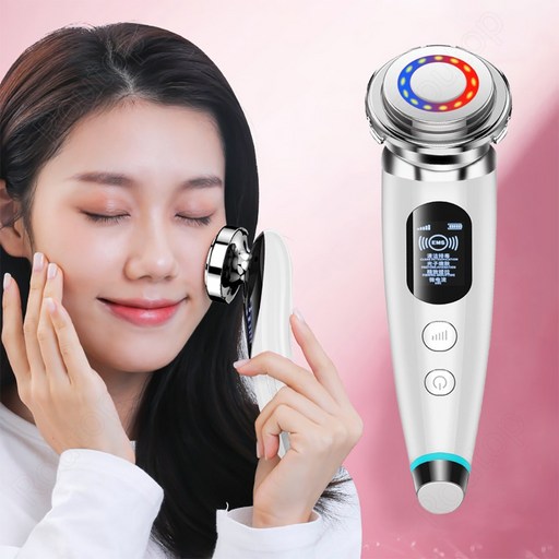 Routop 피부 마사지기 고주파 얼굴 마사지기 양음 이온 EMS 미전류 레드 블루 led 고주파 진동 V라인 잔주름 완화 아이 케어 리프팅 USB충전