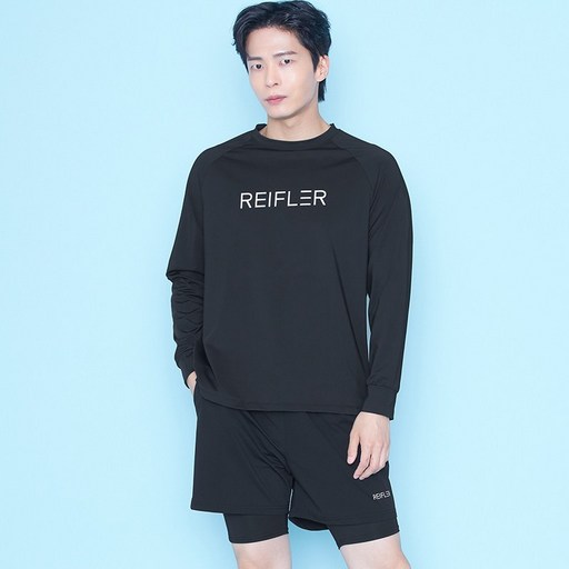 레이플러 남성용 빅사이즈 루즈핏 빅로고 뱃살커버 래쉬가드 상하의세트 RTM23303+SPM23401