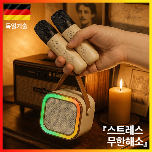 휴대용 스피커 블루투스 마이크 무선 노래방 기계 세트