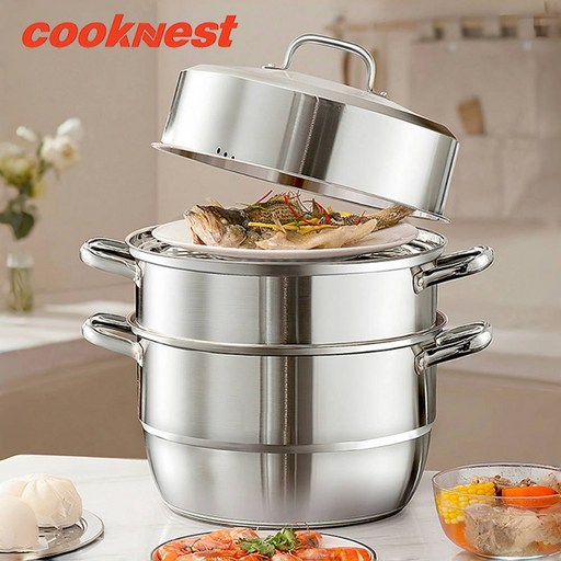 CookNest 3단 인덕션 찜기 냄비 겸용 스텐 찜솥 곰솥 대형