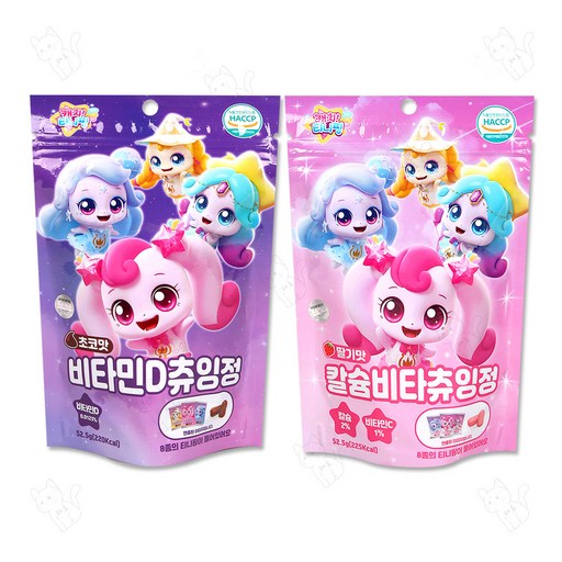 캐치티니핑 칼슘비타 츄잉정 딸기맛 + 초코맛 2종