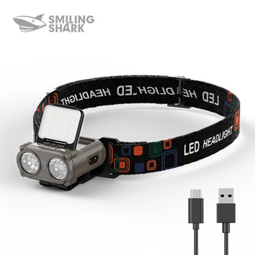 SmilingShark 공식스토어 캡라이트 클립 LED 헤드랜턴 충전식 방수성 모션센서 휴대용 낚시 캠핑 등산 백패킹 런닝조명