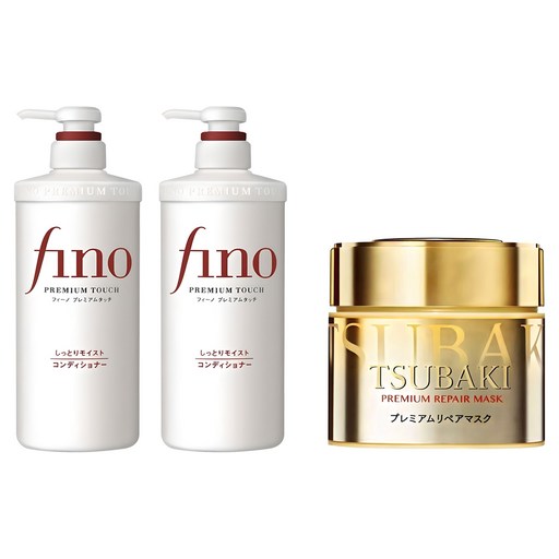 FINO 프리미엄 터치 컨디셔너 550ml 2개 + 츠바키 프리미엄 EX 리페어 헤어 마스크 180g 1개