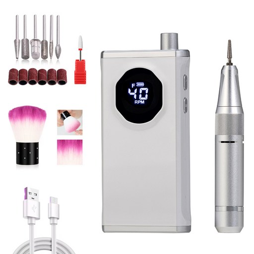 KUKEE [국내발송] 네일드릴기 전동 네일 머신 손톱 관리기 무소음 0-40000rpm 속도 조절 홈케어 젤네일드릴 전문 폴리셔