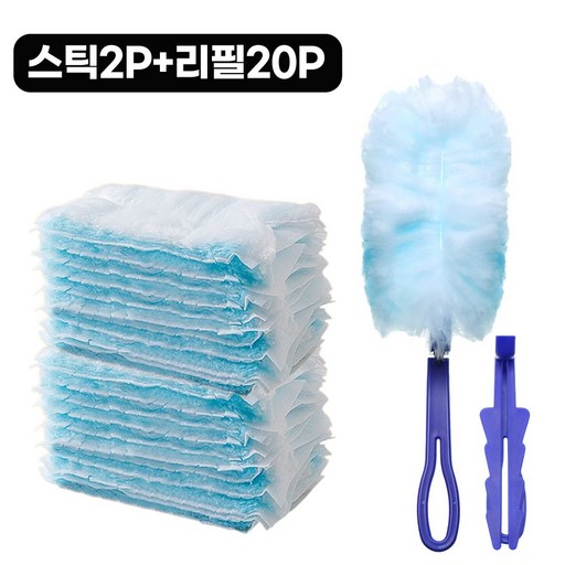 밍고쓰 일회용 정전기 먼지 털이 청소포 스틱2개 + 리필20개