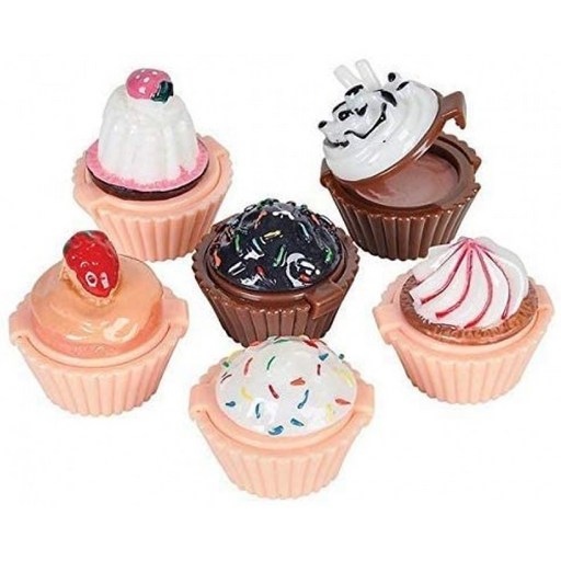 키코 립 글로스 컵케이크 모양 - 컬러풀 박스의 12팩 모둠 디자인 소녀 생일 파티 구디 백 필러, 1, 단일옵션