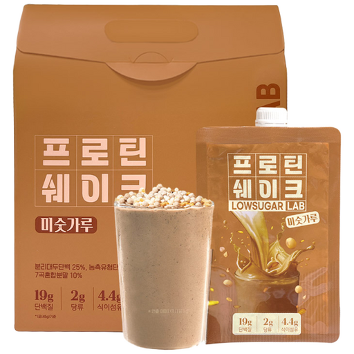 [로우슈가랩] 저당 단백질 쉐이크 파우치 미숫가루맛 45g