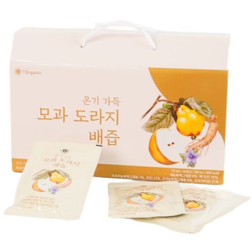 [투오가닉] 기관지에 좋은 도라지배즙 목편한 진한 온가족 모과 도라지 배즙 70ml x 30포 1박스