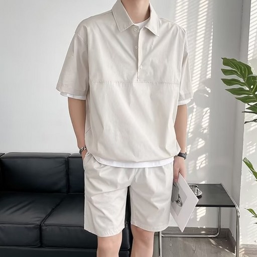 THE GG 남성용 카라  반팔티 반바지 트레이닝 운동복 상하세트BBK