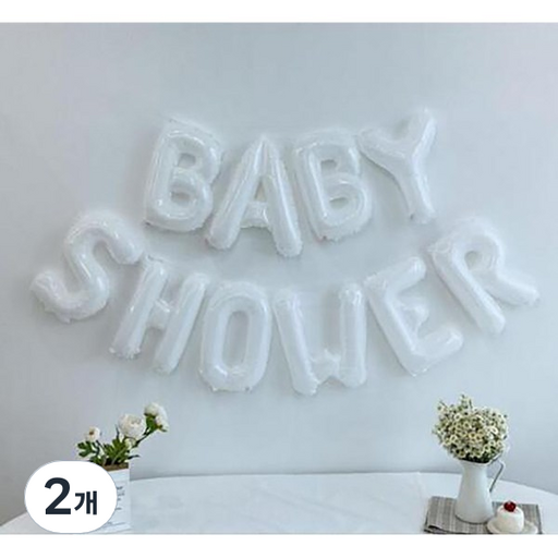 마블파티 BABY SHOWER 문구 화이트 은박