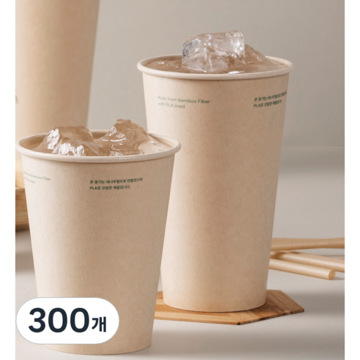 아이스 전용 양면 코팅 PLA 대나무 종이컵 16oz 490mL 컵
