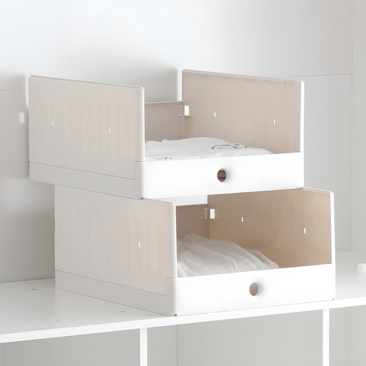 올리빙 국내 제조 멀티 모듈 슬라이딩 리빙박스, 화이트, 2개