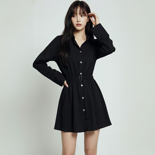 페이퍼먼츠 루엘 모던 벨트 셔츠 미니 원피스 14308