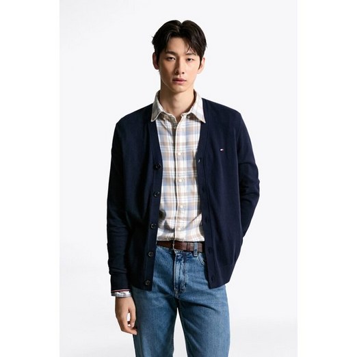 정품 타미힐피거  남성 4종택1 캐시미어 블렌드 티핑 가디건 T12F7KCD110MT1