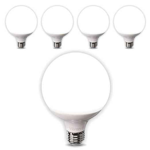 비츠온 볼구 숏타입 LED 전구 화이트 G95 12W, 주광색, 5개