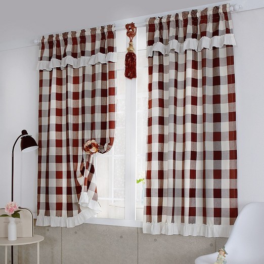 커튼이샵 선염 체크 커튼 2p 세트