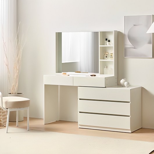 파로마 벨라 확장형 콘솔 서랍장 화장대 1000 방문설치, 화이트