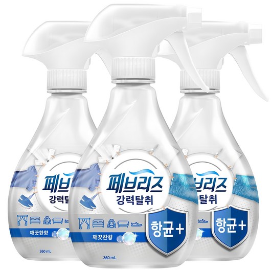 페브리즈 항균 플러스 섬유탈취제 깨끗한향 본품, 360ml, 3개 베개살균제