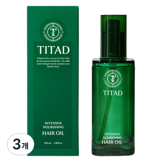 티타드 인텐시브 너리싱 헤어오일, 3개, 100ml