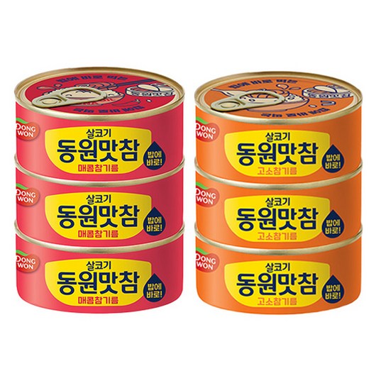 동원 맛참 참치 통조림 고소 135g x 3p + 매콤 135g x 3p 세트, 1세트