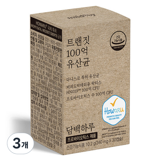 담백하루 트랜짓 100억 유산균 10g, 30정, 3개