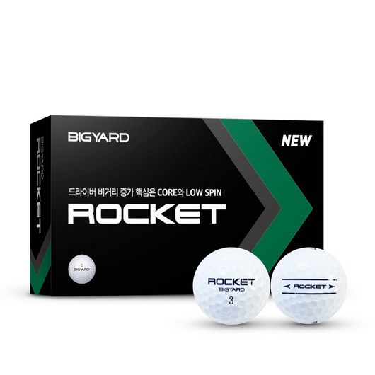 빅야드 ROCKET 골프공 2피스 43mm, 화이트, 15개입, 1개