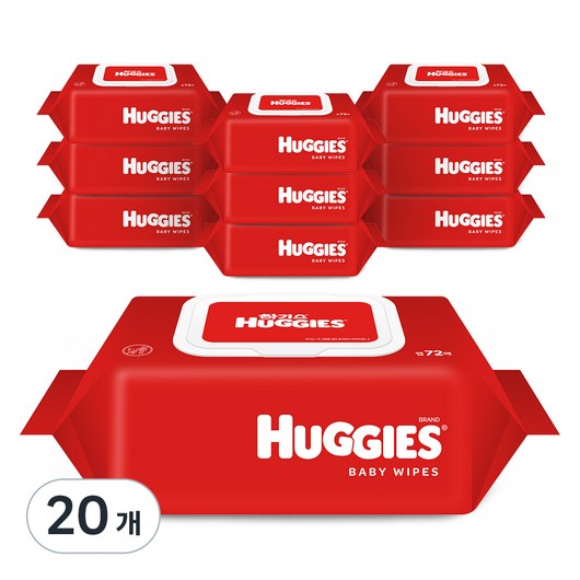 하기스 아기 물티슈 캡형, 72개입, 20개