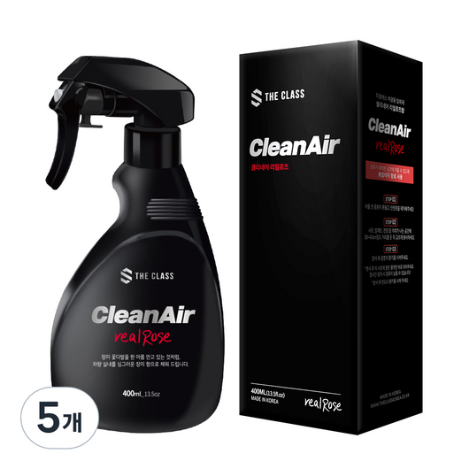 더클래스 클리네어 차량용 탈취제 400ml, 5개, 리얼로즈