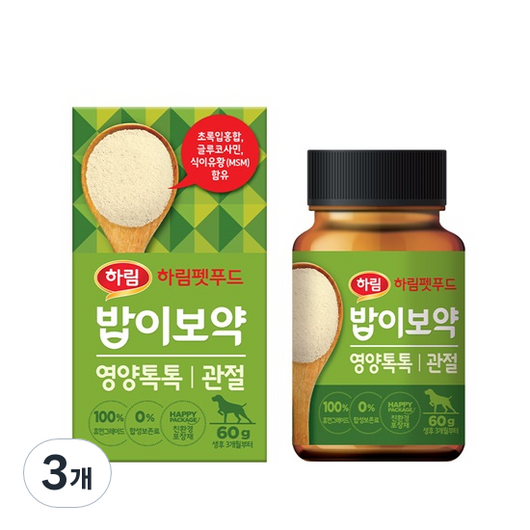 밥이보약 강아지 톡톡 영양제, 뼈/관절강화, 60g, 3개