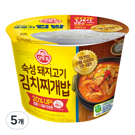 오뚜기 컵밥 숙성돼지고기 김치찌개밥, 5개, 310g 가공식품