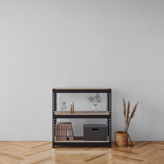 스피드랙 라이트 무볼트 조립식 철제 앵글 선반, 블랙, 3단