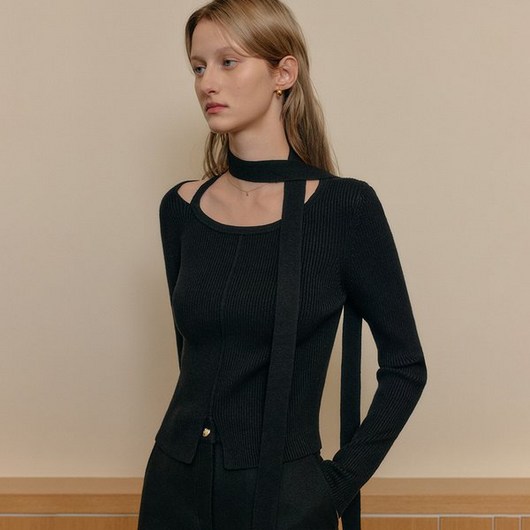 룩캐스트 여성 니트 23FWKN003 위트니 컷아웃 탑 / WHITNEY CUTOUT KNIT TOP_3colors